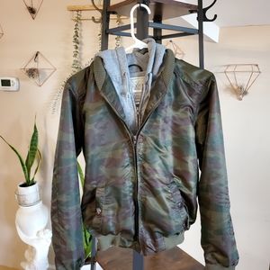 Camo and grey jacket with hood